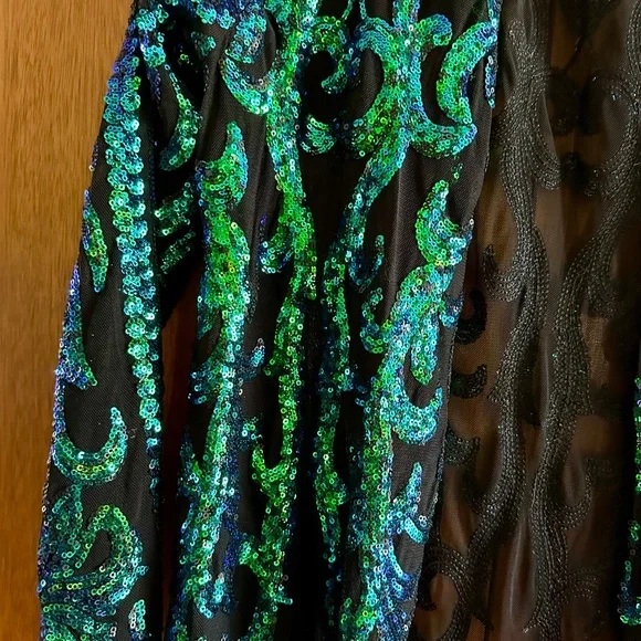 Iridescent Sequin Mesh Duster Cardigan | Size L - Picture 3 of 8